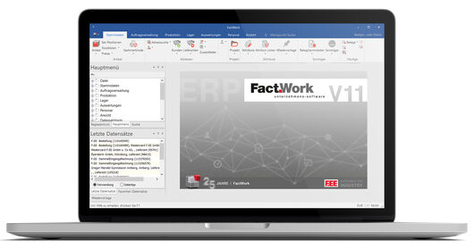 Screenshot: Unternehmenssoftware / ERP-System: FactWork von F.EE